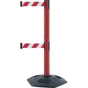 Tensator Afzetpaal met trekband Heavy Duty Dualline, uittreklengte 3650 mm, paal rood, band rood/wit