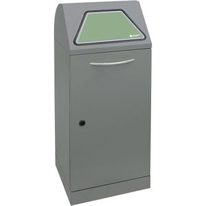 Afvalbak voor kringloopmateriaal, inwerpklep handbediend, inhoud 45 l, met binnenbak, grijs aluminium / structuur