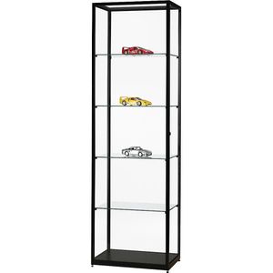 Vitrine, hoogte 1984 mm, zonder verlichting, b x d = 600 x 400 mm, rechthoekig, zwart
