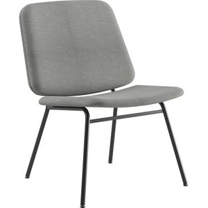 Loungestoel Greta, zithoogte 400 mm, frame zwart, bekleding lichtgrijs