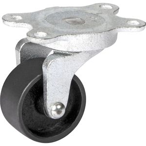Wiel van grijs gietijzer, gaffel van tempergietijzer, wiel-Ø x breedte = 50 x 25 mm, zwenkwiel met glijlager