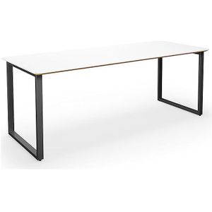 Multifunctionele tafel DUO-O Trend, recht blad, afgeronde hoeken, diepte 800 mm, breedte 1800 mm, wit / zwart