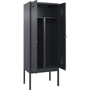 Multifunctionele lockerkast Evolo PLUS, 1 compartiment, scheidingswand ingekort, grijs, b = 800 mm, met smalle voeten, veiligheidsdraaigrendel