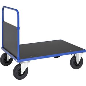 Kongamek Platformwagen KM33, 1 kopwand, l x b = 1000 x 700 mm, 2 zwenkwielen met rem, 2 bokwielen, vanaf 2 stuks