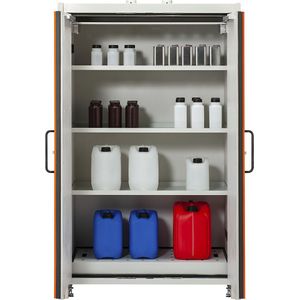 CEMO Brandveiligheids-opslagkast voor gevaarlijke stoffen type 90 PROline, bodemopvangbak 66 l, h x b x d = 1950 x 1200 x 600 mm