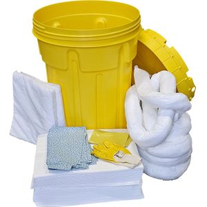 eurokraft basic Lekkage-noodpakket, in veiligheidsvat, absorptie 100 l, uitvoering olie, wit