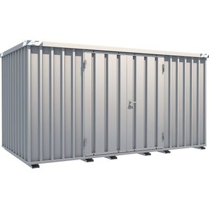 Snelbouwcontainer, verzinkt, uitwendige b x h x d = 2100 x 2100 x 4100 mm, 2 vleugeldeuren lange zijde