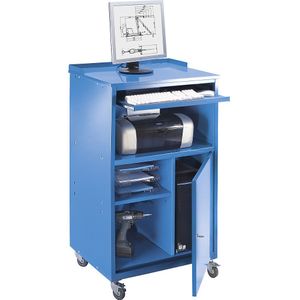 eurokraft basic Pc-lessenaar, verrijdbaar, h x b x d = 1170 x 690 x 590 mm, lichtblauw RAL 5012