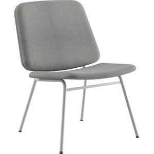 Loungestoel Greta, zithoogte 400 mm, frame wit, bekleding lichtgrijs