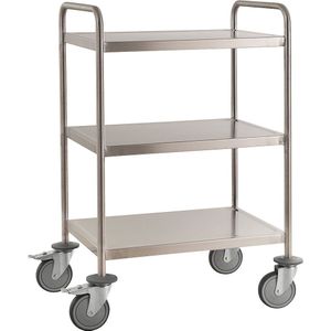 Kongamek Roestvast stalen etagewagen, gelast, l x b x h = 825 x 575 x 1010 mm, 3 etages, vanaf 2 stuks