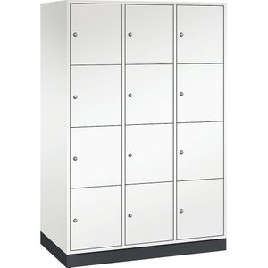 C+P Viervoudige locker Intro, 3 compartimenten, zuiver wit, b x d = 1220 x 600 mm