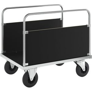 Kongamek Verzinkte platformwagen, 2 zijwanden, l x b = 1000 x 700 mm, 2 zwenk- en 2 bokwielen