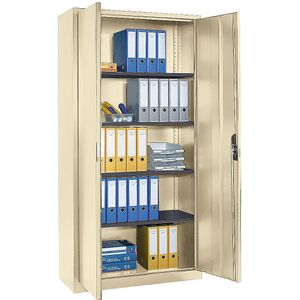 C+P Stalen kast met vleugeldeuren, h x b x d = 1950 x 1000 x 420 mm, licht ivoorkleurig