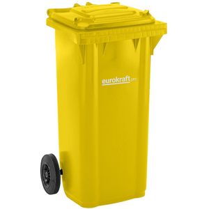 eurokraft pro Vuilniston van kunststof DIN EN 840, inhoud 120 l, b x h x d = 505 x 1005 x 555 mm, geel, vanaf 5 stuks