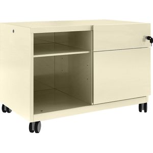 BISLEY Note™ CADDY, h x b x d = 563 x 800 x 490 mm, rechts 1 universele- en hangmappenlade, licht ivoorkleurig