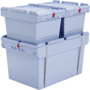 BITO Herbruikbare bak MB, met 2-delig scharnierend deksel, omsnoerbaar, l x b x h = 810 x 400 x 449 mm