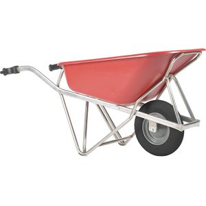 Kruiwagen aluminium,90L Profi-Max Plus hdpe bak rood