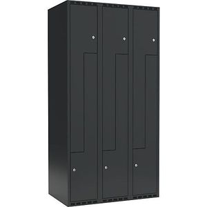 Z-lockerkast Fydor, 3 compartimenten, grijs, b = 900 mm, 3 compartimenten, platte bovenkant, cilinderslot