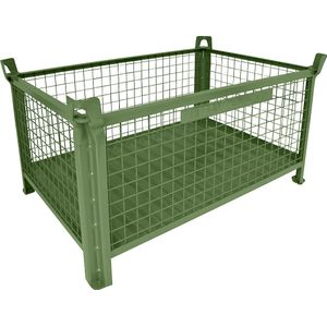 Heson Stapelbak met plaatstalen bodem, l x b = 1000 x 800 mm, groen gelakt, vanaf 10 stuks