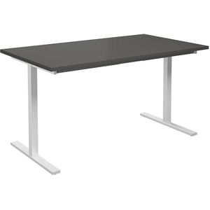 Multifunctionele tafel DUO-T, recht blad, h x d = 740 x 800 mm, breedte 1400 mm, donkergrijs, wit