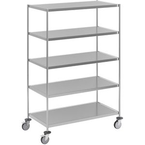 Kongamek Roestvast stalen etagewagen, gelast, l x b x h = 1075 x 575 x 1650 mm, 5 etages