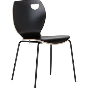 Kuipstoel Laura, stapelbaar, VE = 4 stuks, zwart/zwart