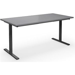 Multifunctionele tafel DUO-T, recht blad, h x d = 740 x 800 mm, breedte 1600 mm, lichtgrijs, zwart