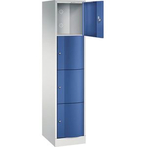 C+P Viervoudige locker Resisto, 1 compartiment, lichtgrijs / gentiaanblauw