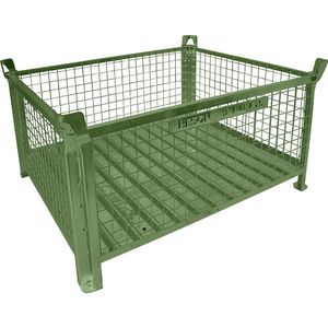 Heson Stapelbak met plaatstalen bodem, l x b = 1200 x 1000 mm, groen gelakt, vanaf 10 stuks
