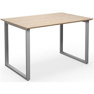 Multifunctionele tafel DUO-O Trend, recht blad, diepte 800 mm, breedte 1200 mm, eikenhout / zilverkleurig