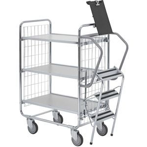 HelgeNyberg Ladderwagen SERIE 100, 3 etages, l x b x h = 1270 x 460 x 1120 mm, vanaf 5 stuks
