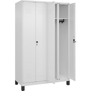 C+P Multifunctionele kledingkast Classic PLUS, 2 compartimenten, verkeerswit, h x b = 1950 x 1200 mm, met voeten, draaigrendel