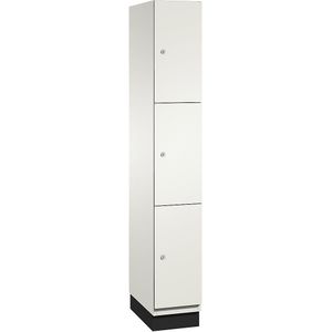 C+P Drievoudige locker Cambio, 1 compartiment, zuiver wit / wit, HPL-deur, b = 300 mm, 3 vakken