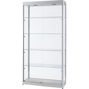 Vitrine, b x d x h = 1000 x 400 x 2000 mm, LED-verlichting, lampenkop-Ø 35 mm, zonder onderkast