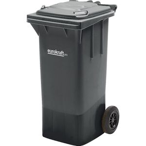 eurokraft pro Vuilniston van kunststof DIN EN 840, inhoud 120 l, b x h x d = 505 x 1005 x 555 mm, antraciet, vanaf 5 stuks