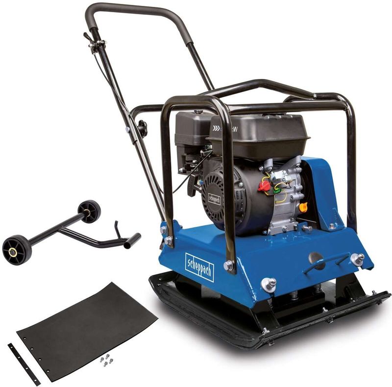 Rüttelplatte HP2200S Scheppach - 6,5PS | 102kg | 25000N | inkl. Gummimatte & Fahrvorrichtung