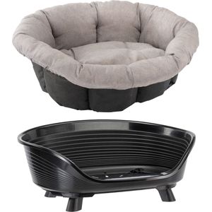 Set maat 6: Mand + hoes + poten Ferplast mand Siesta Deluxe met hoes Tweed beige voor honden