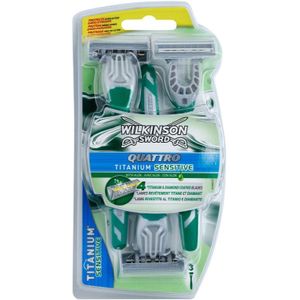 Wilkinson Sword Quattro Titanium wegwerpscheerapparaat voor heren, 3 stuks