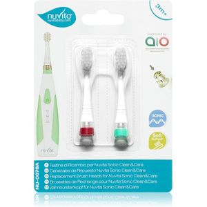 Nuvita Sonic Clean&Care Replacement Brush Heads Vervangende Opzetstuk voor Sonische Batterij Tandenborstel voor baby’s Sonic Clean&Care Medium Red/Green 2 st