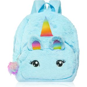 BrushArt KIDS Fluffy unicorn backpack Large kinderrugzak Blue (29 x 33 cm) 1 st