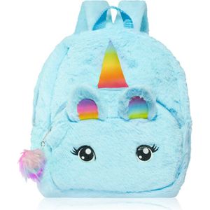 BrushArt KIDS Fluffy unicorn backpack Large kinderrugzak Blue (29 x 33 cm)
