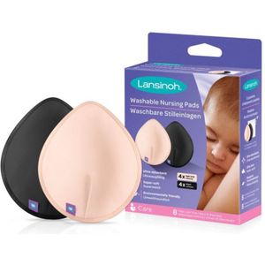 Lansinoh Breastfeeding Washable Nursing Pads stoffen zoogcompressen Light Pink + Black 2x4 st