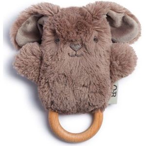 O.B Designs Bunny Soft Rattle Toy pluche knuffel met rammelaar Earth Taupe 3m+ 1 st