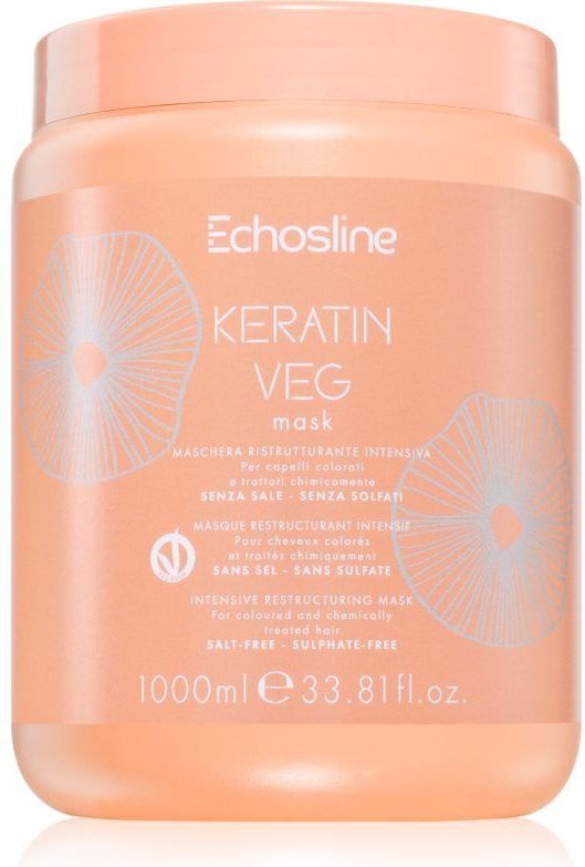 Echosline - Keratin veg Mask - Haarmasker - 1000 ml - Intensief Voedend