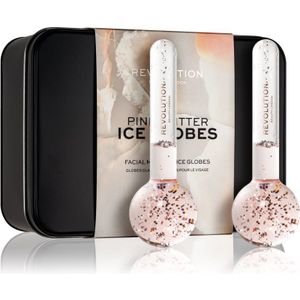 Makeup Revolution Ice Globes Pink Glitter massage-instrument voor het Gezicht 2 st