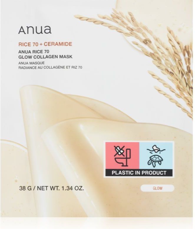 Anua Rice 70% + Ceramide Clow Collagen Mask Verhelderende Gezichtsmasker met Collageen 1 st