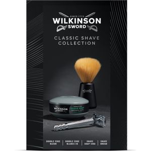 Wilkinson Sword - Classic Shave Collection - Cosmeticaset voor Mannen - Scheerzeep 125 g - Scheerapparaat met Vervangende Messjes