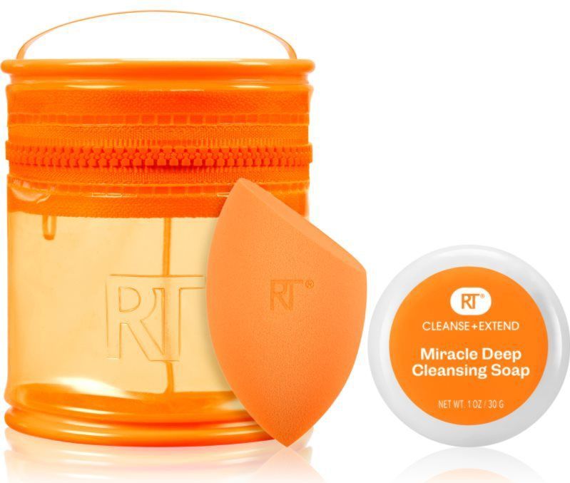 Real-Techniques Sponzen Sponge-SetsMiracle Blend & Cleanse Set Miracle Deep Cleansing Soap 30 g + 1x Miracle Complexion Sponge + 1x Mini Travel Tote 1 Stk. (€ 11,95 / 1 stuks)