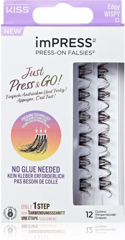 KISS imPRESS Just Press & GO ! Tros Neppe Wimpers zonder Bundel Edgy Whispy C 12 st