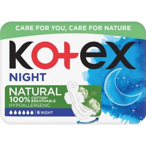 Kotex Natural Night maandverband 6 st